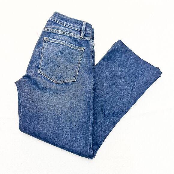 Frame Le Crop Mini Boot Rosalie Wash Dark Wash Denim Jeans Raw Hem Size 26 - Picture 8 of 8